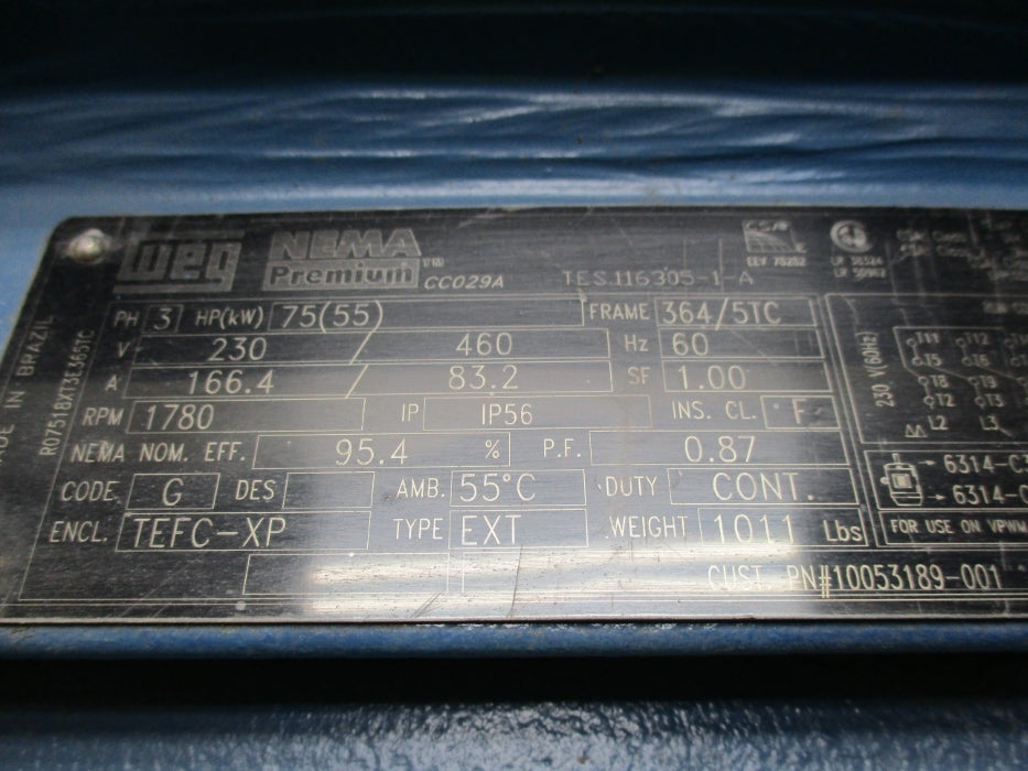 WEG 75 HP  364/5TC 3PH 4503-0220-51 NSMP