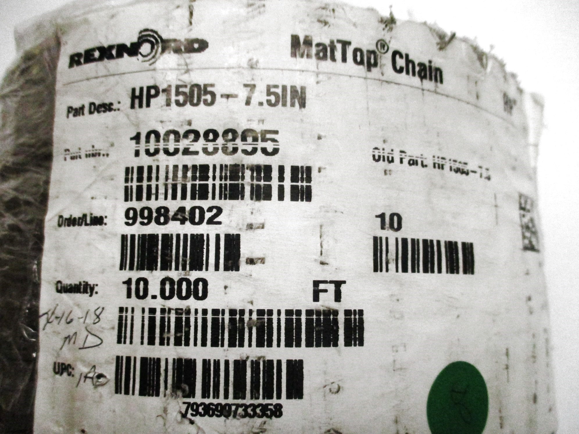 REXNORD HP1505-7.5IN 10028895 10' NSNP