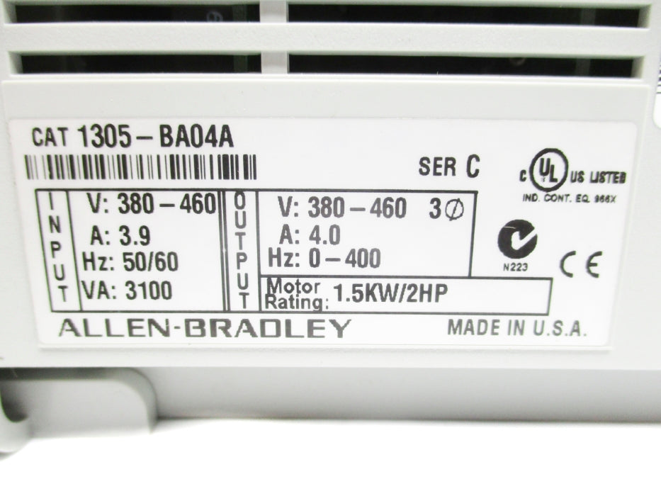 ALLEN BRADLEY 1305-BA04A SER. C F/W 6.01 380-460V 3.9A NSMP