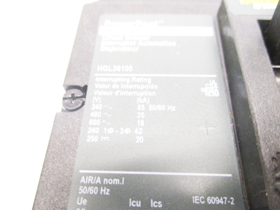 SQUARE D HGL36100 600V 100A NSMP