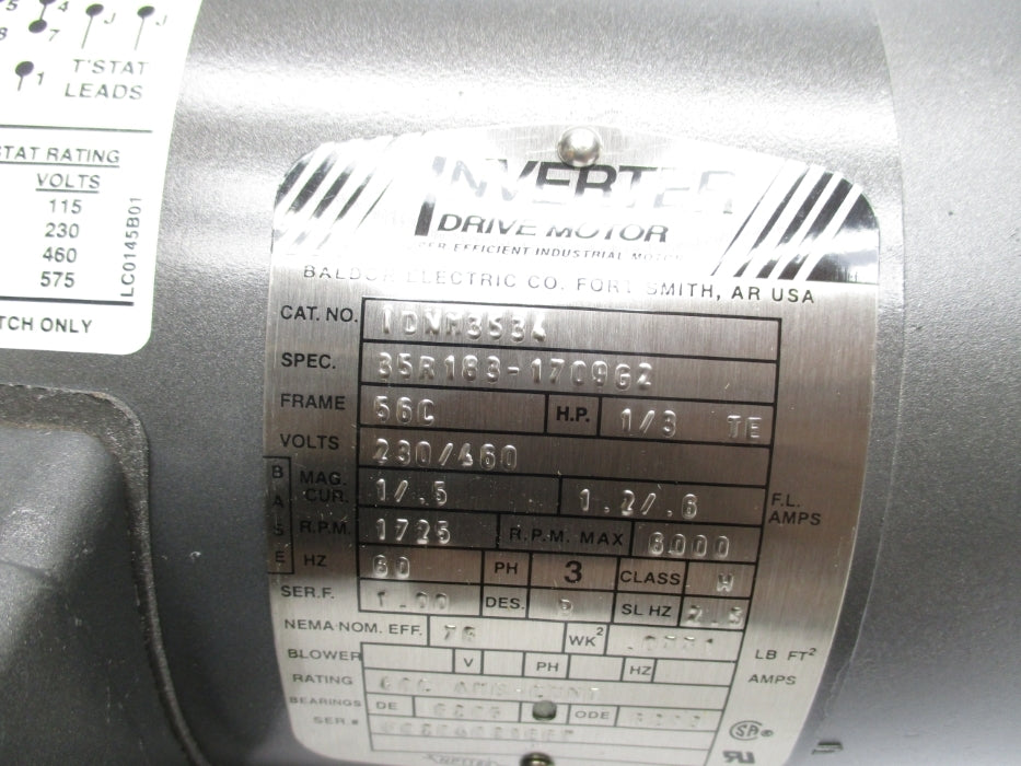 BALDOR IDNM3534 35R183-1709G2 230/460V 1.2/.6A NSMP