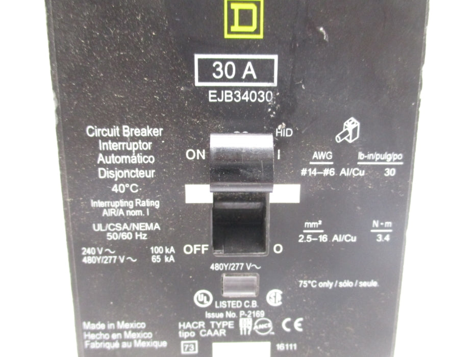 SQUARE D EJB34030 277V 30A NSNP