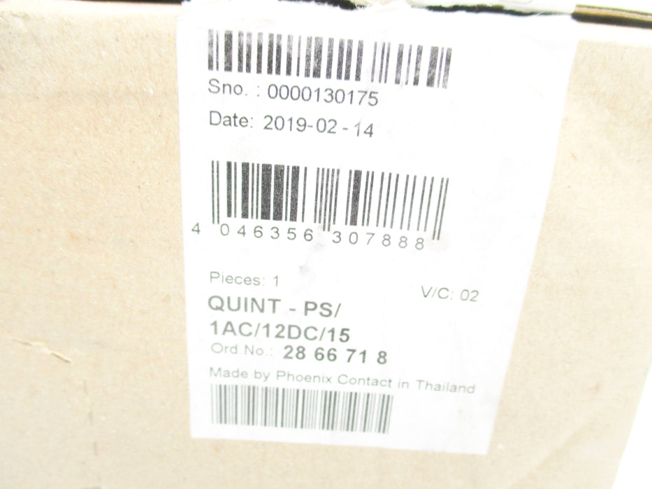 PHOENIX CONTACT QUINT-PS/1AC/12DC/15 2866718 100-240V 2.4-1.0A NSMP