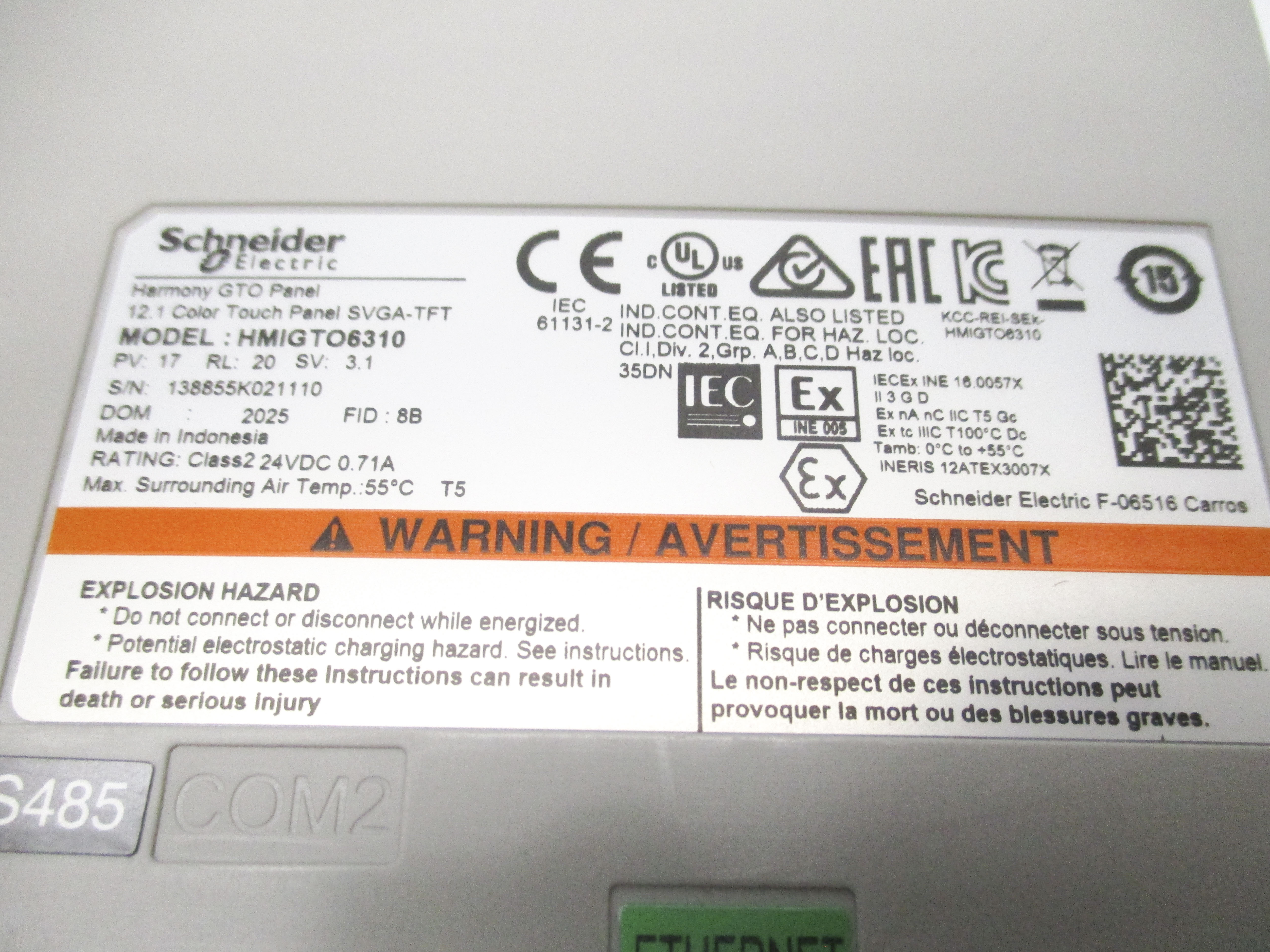 SCHNEIDER ELECTRIC HMIGTO6310 24VDC 0.71A NSMP