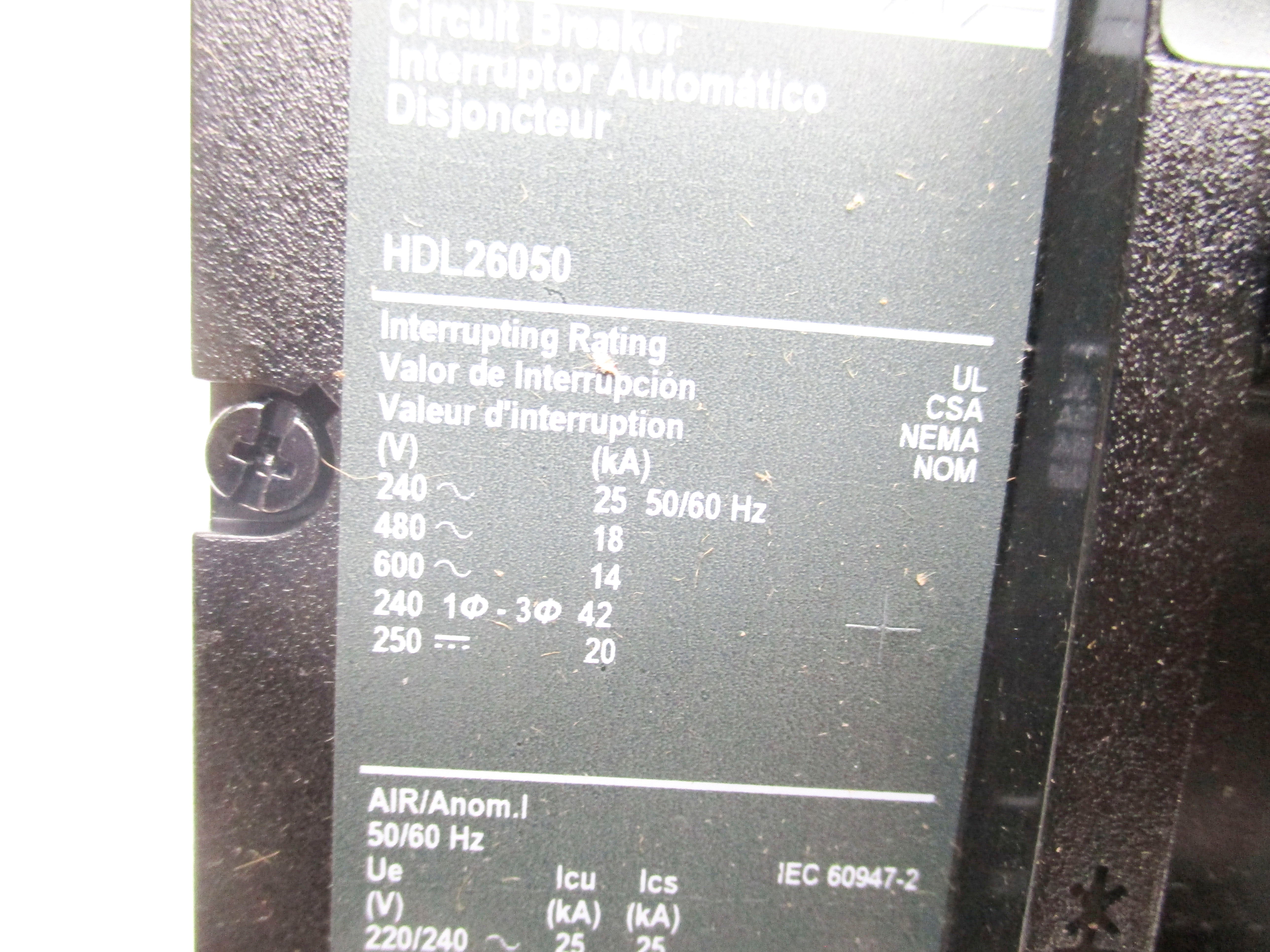 SQUARE D HDL26050 SER. S1 600V 50A NSMP