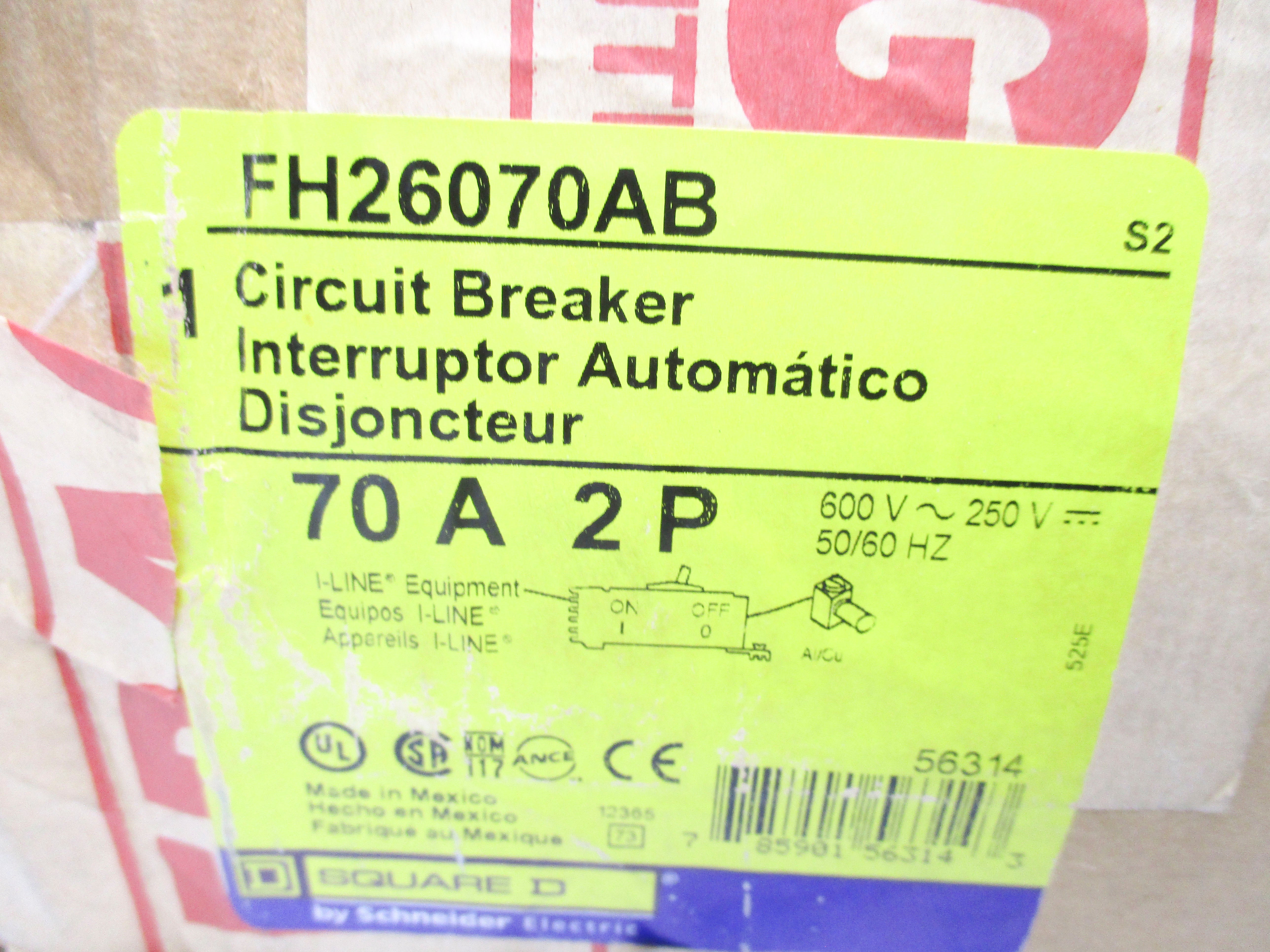 SQUARE D FH26070AB SER. 2 600V 70A NSMP
