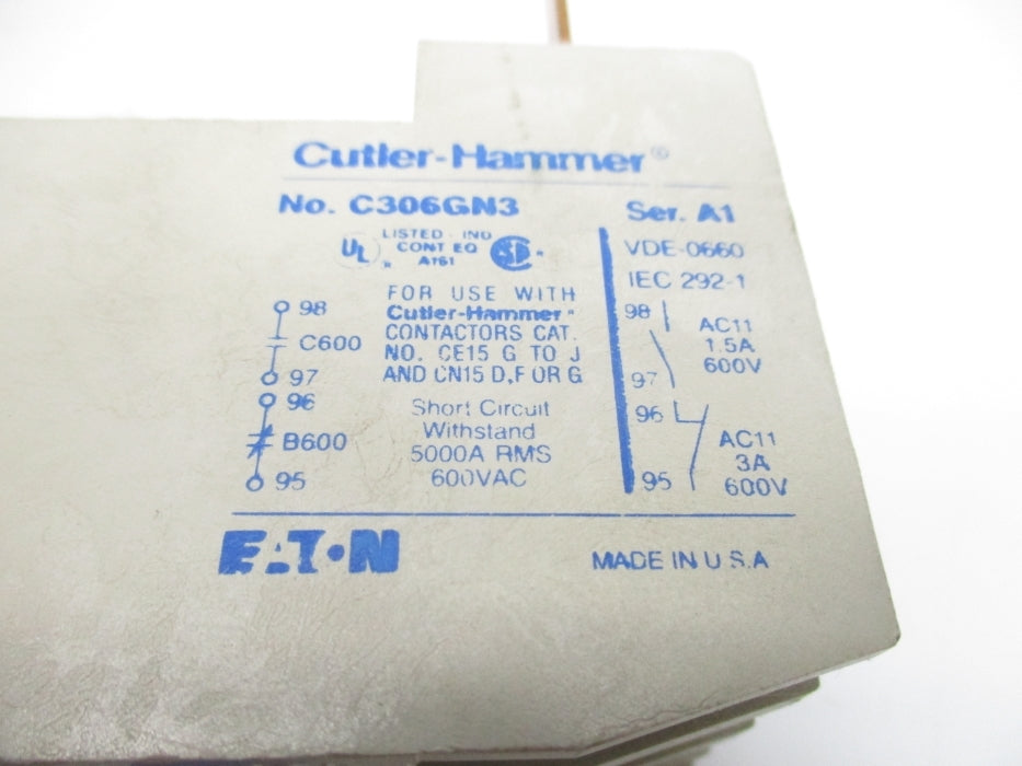 CUTLER HAMMER C306GN3 SER. A1 75A 600V NSMP