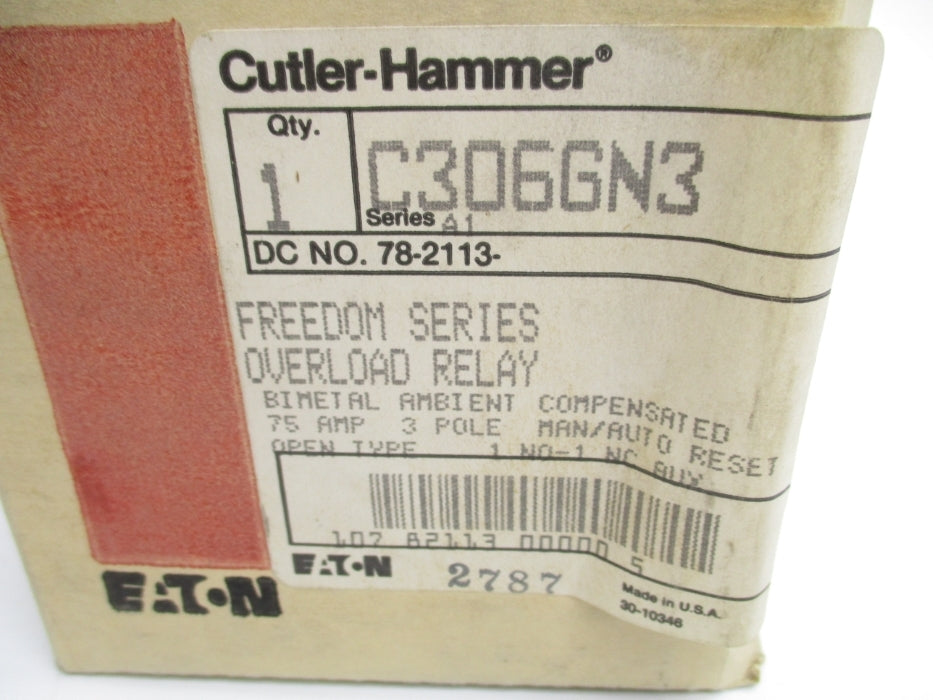 CUTLER HAMMER C306GN3 SER. A1 75A 600V NSMP