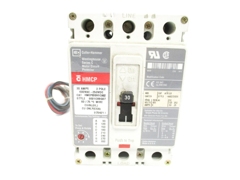 CUTLER HAMMER HMCP030H1CA02 SER. C 30A 600VAC UNMP