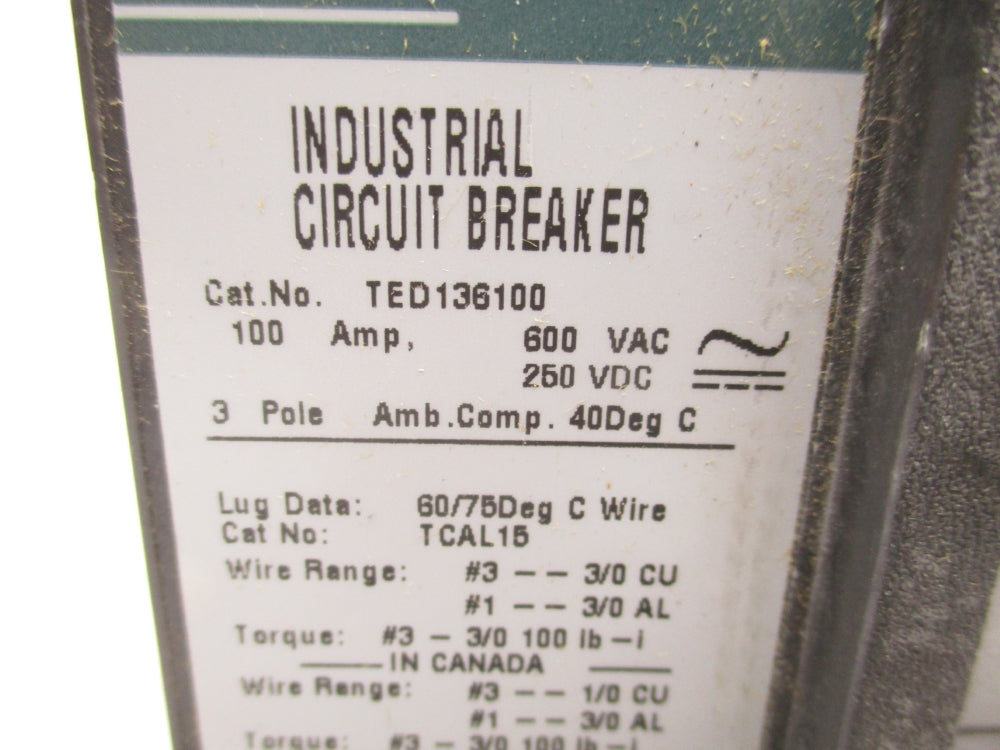GENERAL ELECTRIC TED136100 600VAC 100A (GREEN) NSMP