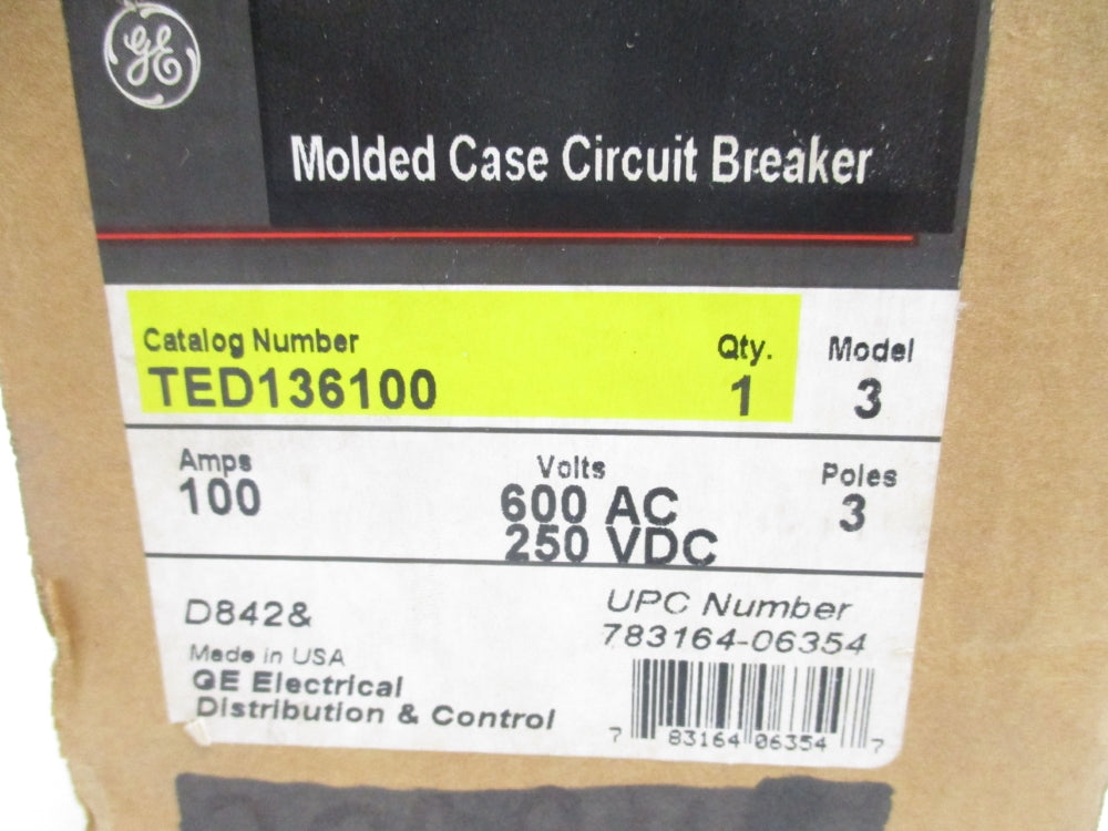 GENERAL ELECTRIC TED136100 600VAC 100A (GREEN) NSMP