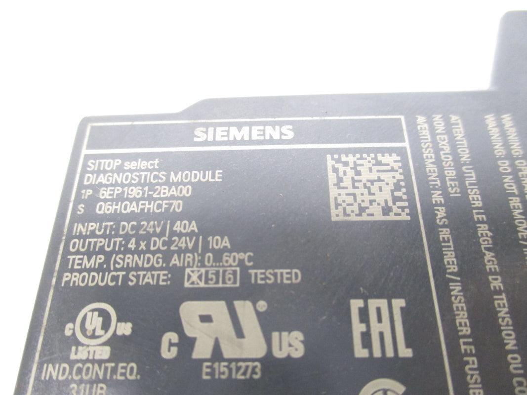 SIEMENS 6EP1961-2BA00 24VDC 40A (AS PICTURED) NSNP