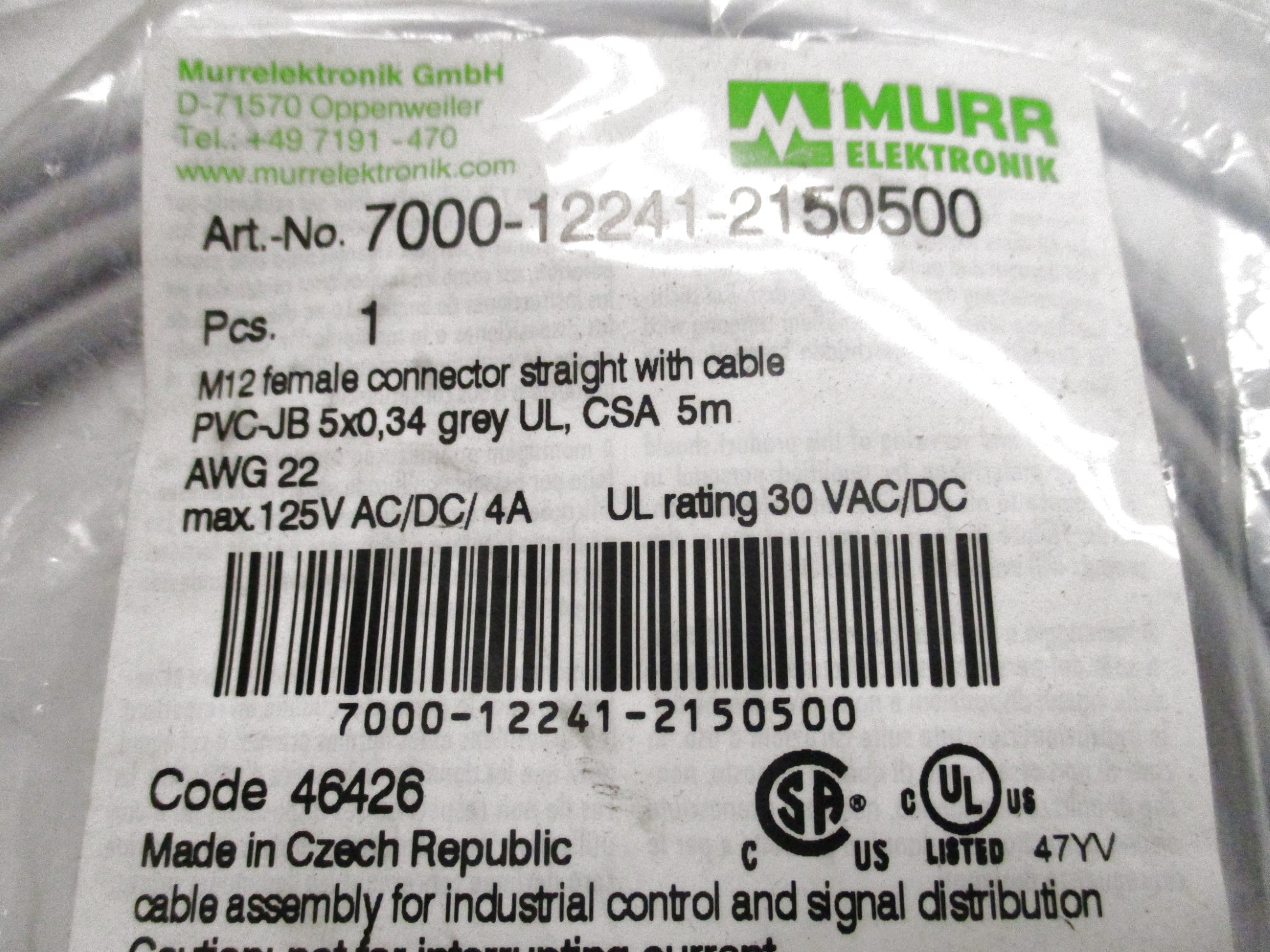 MURR ELEKTRONIK 7000-12241-2150500 125VAC/DC 4A NSMP