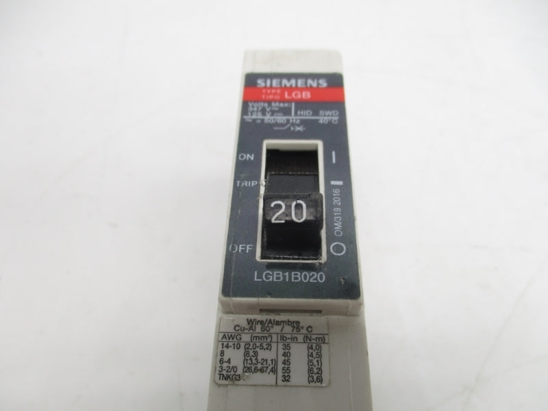 SIEMENS LGB1B020B 347V 20A UNMP