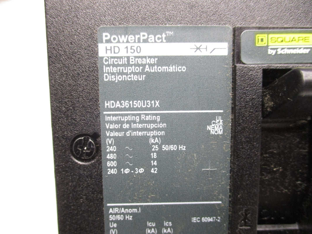 SQUARE D HDA36150U31X 600V 150A NSNP