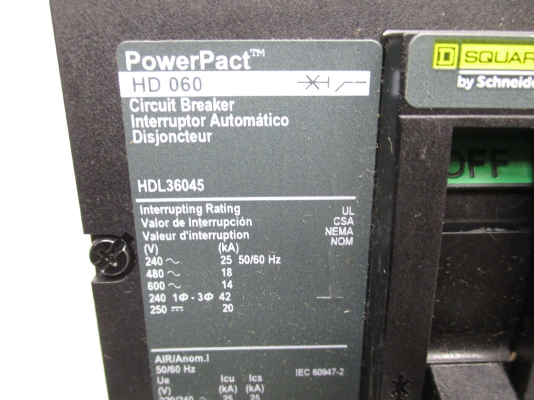 SQUARE D HDL36045  600V 45A NSNP