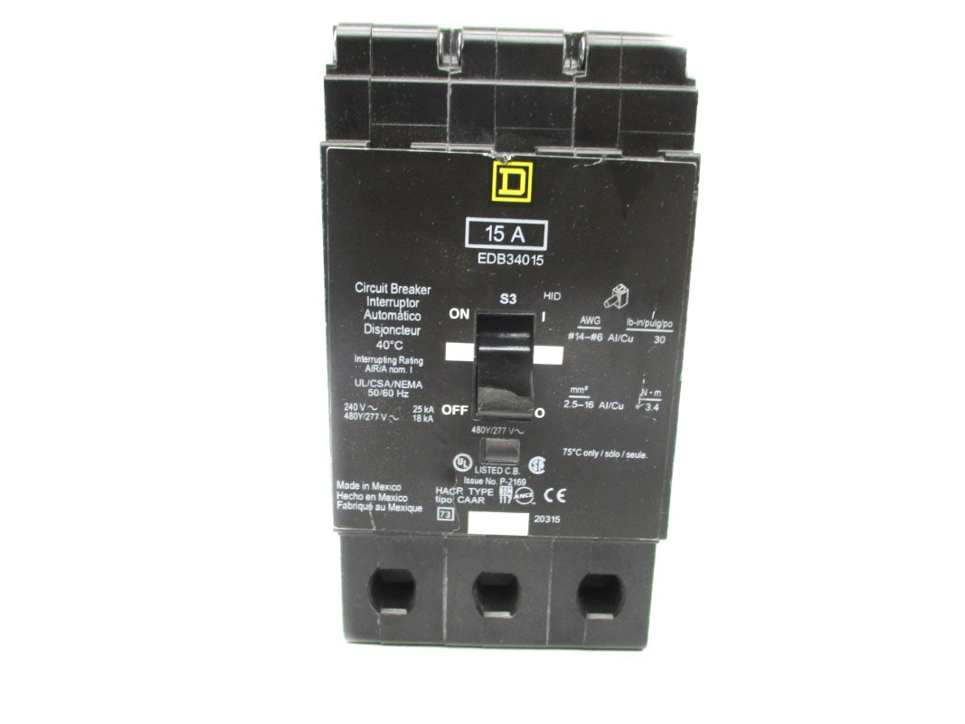 SQUARE D EDB34015 277V 15A UNMP