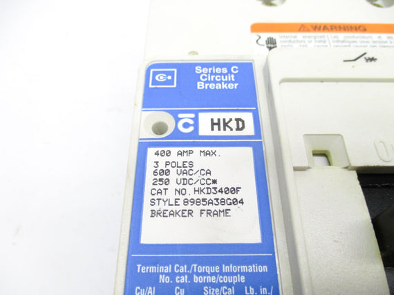 CUTLER HAMMER HKD3400F SER. C 600VAC 400A NSMP