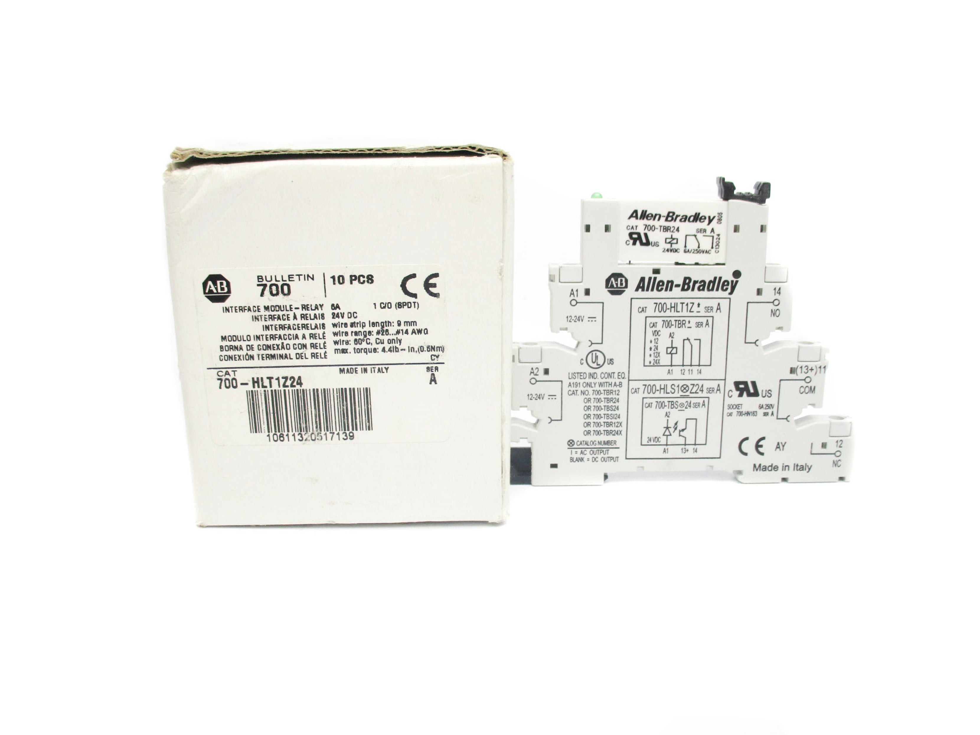 ALLEN BRADLEY 700-HLT1Z24 SER. A (PKG OF 10) (WH) NSMP