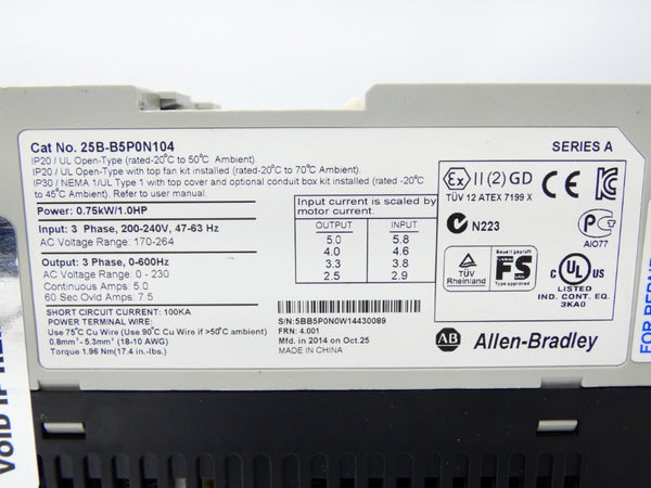 INDUSTRIAL SPARE PART 25B-B5P0N104 SER. A F/W 4.001 170-264V 5A NSNP