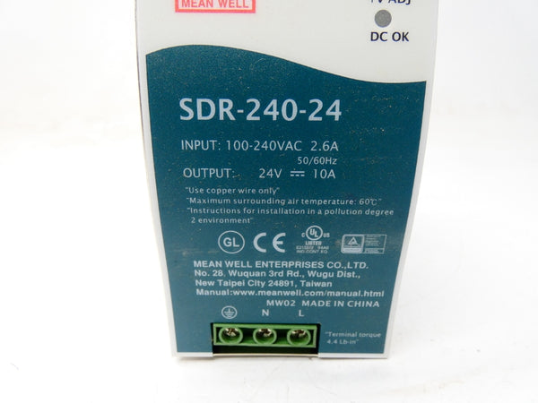 MEANWELL SDR-240-24 100-240VAC 2.6A NSMP