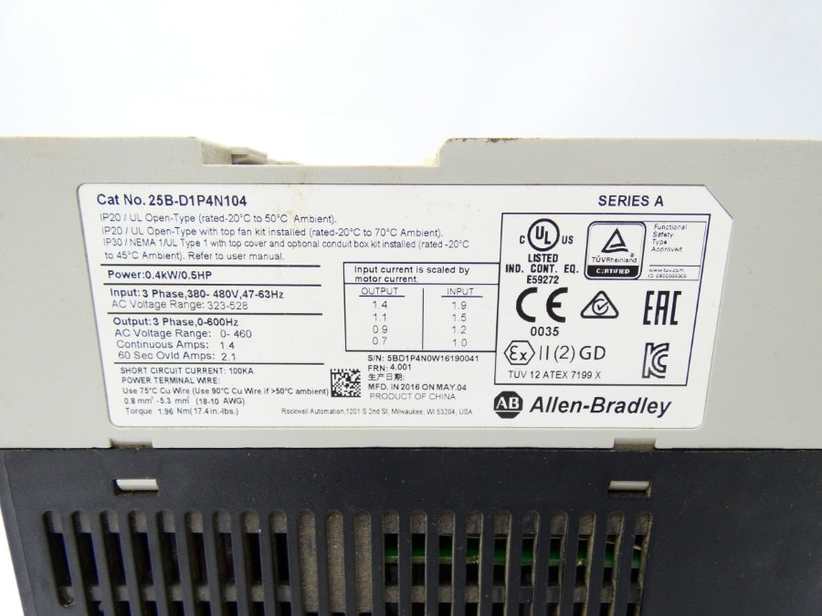 INDUSTRIAL SPARE PART 25B-D1P4N104 SER. A F/W 4.001 323-528V 1.4A UNMP