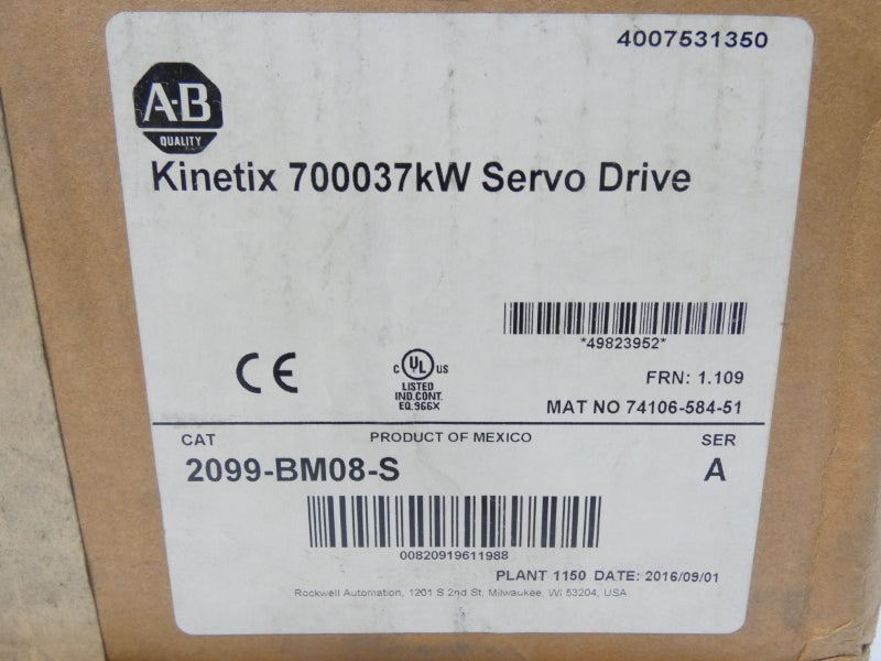 ALLEN BRADLEY 2099-BM08-S SER. A DATE: 2016 F/W 1.109 NSFS