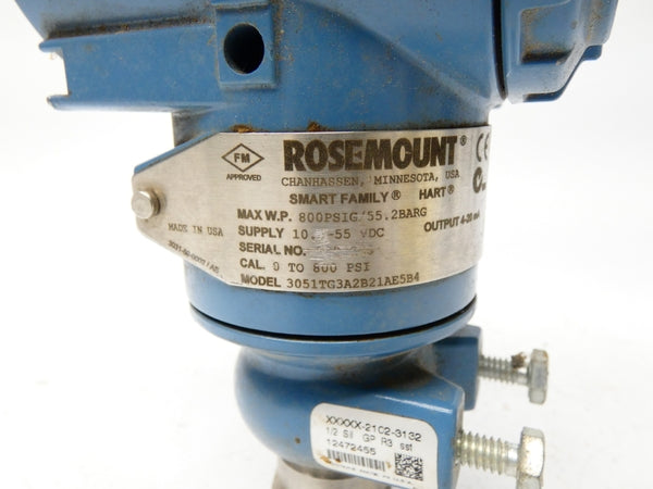 ROSEMOUNT 3051TG3A2B21AE5B4 10.5-55VDC 0-800PSI (AS IS) UNMP