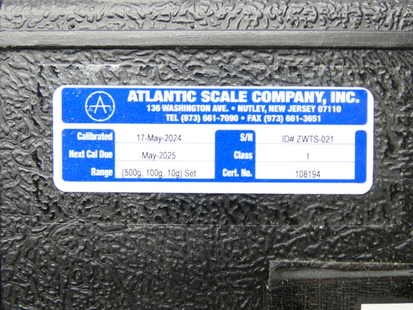 ATLANTIC SCALE COMPANY 108194 ZWTS-021 10/100/500G NSMP