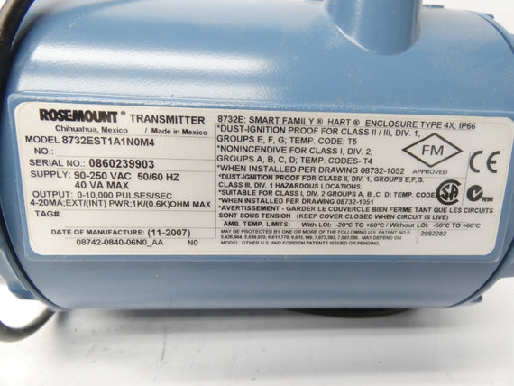 ROSEMOUNT 8732EST1A1N0M4 90-250VAC NSMP