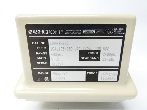 ASHCROFT LPAN4HS25 125/250VAC 10A 2400PSI NSNP