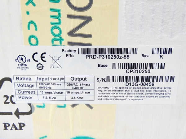 SERVOTRONIX CP310250 PRD-P310250Z-55 REV. K 230VAC 13A NSFS