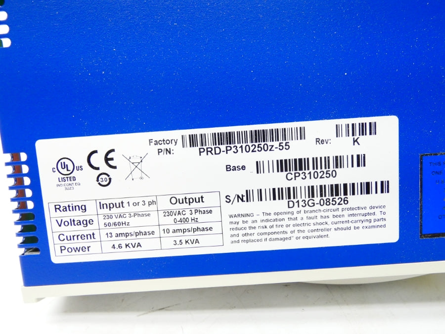 SERVOTRONIX PRD-P310250Z-55 CP310250 REV. K 230VAC 13A NSMP