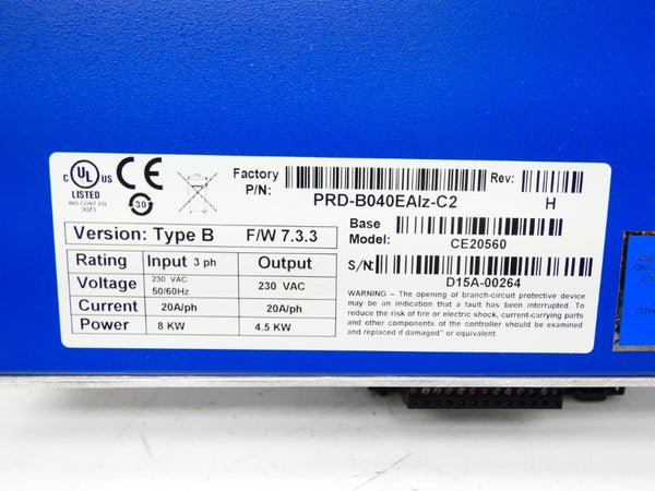 SERVOTRONIX PRD-B040EAIZ-C2 CE20560 VER. B REV. H F/W 7.3.3 230VAC 20A NSNP