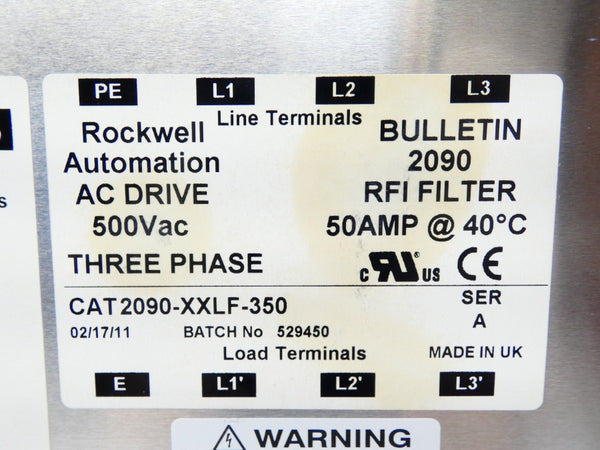ROCKWELL AUTOMATION 2090-XXLF-350 SER. A 500VAC 50A NSNP