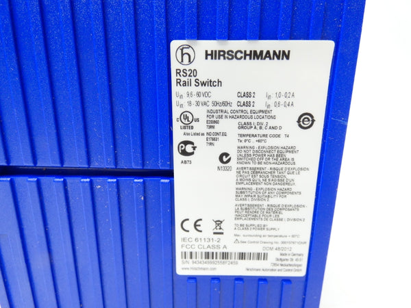 HIRSCHMANN RS20-1600T1T1SDAEEH07.1.01 9.6-60VDC 1-0.2A NSMP