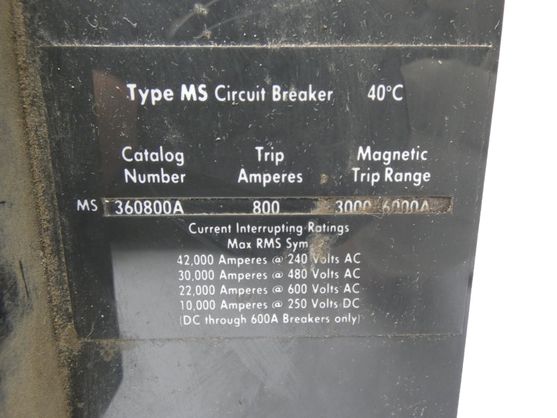 CUTLER HAMMER EATON MS360800A 600V 800A UNMP