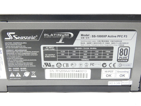 SEASONIC PLATINUM-1000 SS-1000XP 100-240V 13-6.5A NSMP