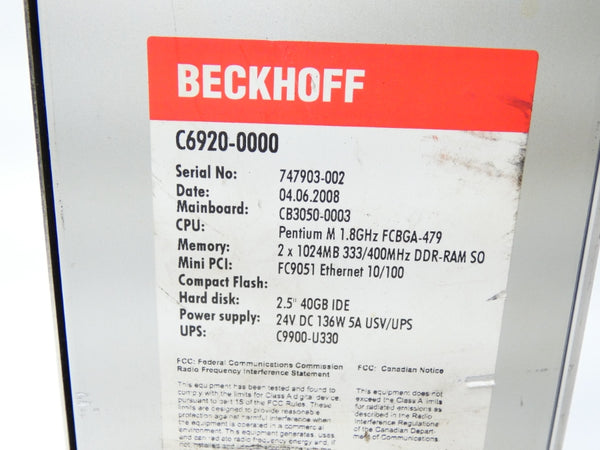 BECKHOFF C6920-0000 24VDC 5A UNMP