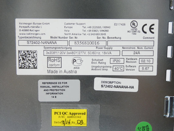 KOLLMORGEN S72402-NANANA 120/277V 24V NSMP