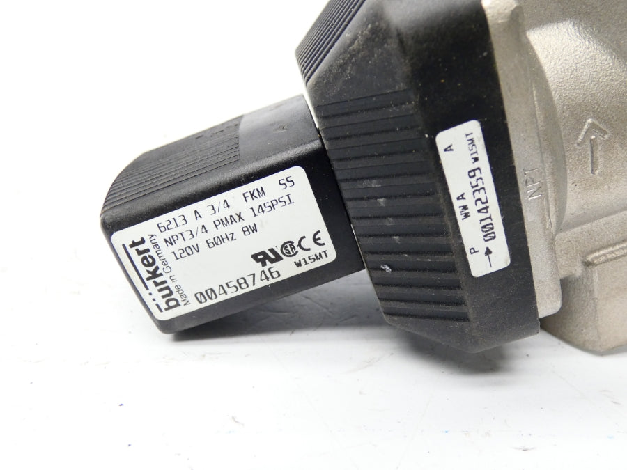 BURKERT 00458746 6213A3/4FKMSS 120V 145PSI 3/4" NSNP