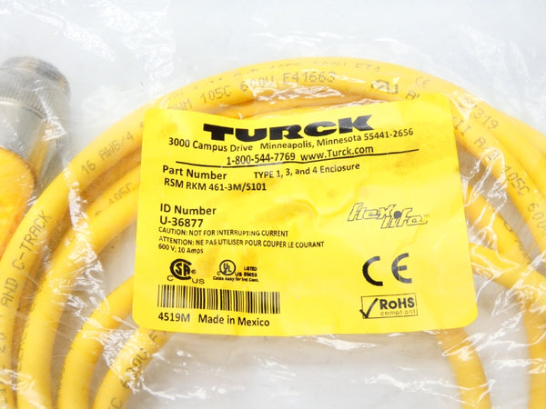 TURCK RSMRKM461-3M/S101 U-36877 600V 10A NSMP