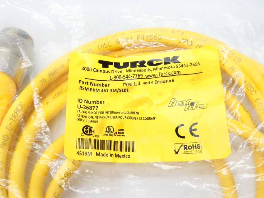 TURCK RSMRKM461-3M/S101 U-36877 600V 10A NSMP