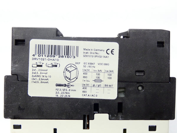 SIEMENS 3RV1021-0HA10 690V 0.55-0.8A UNMP