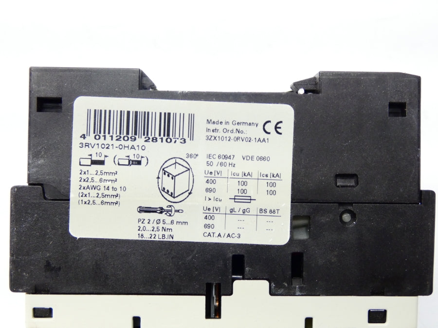 SIEMENS 3RV1021-0HA10 690V 0.55-0.8A UNMP