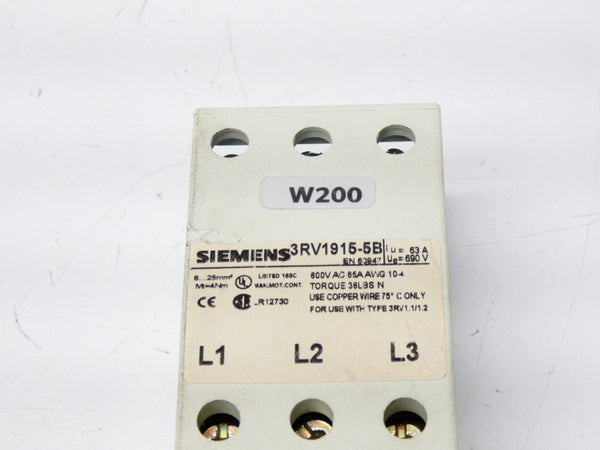 SIEMENS 3RV1915-5B 600VAC 65A UNMP