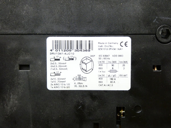 SIEMENS 3RV1341-4JC10 690V 63-819A UNMP
