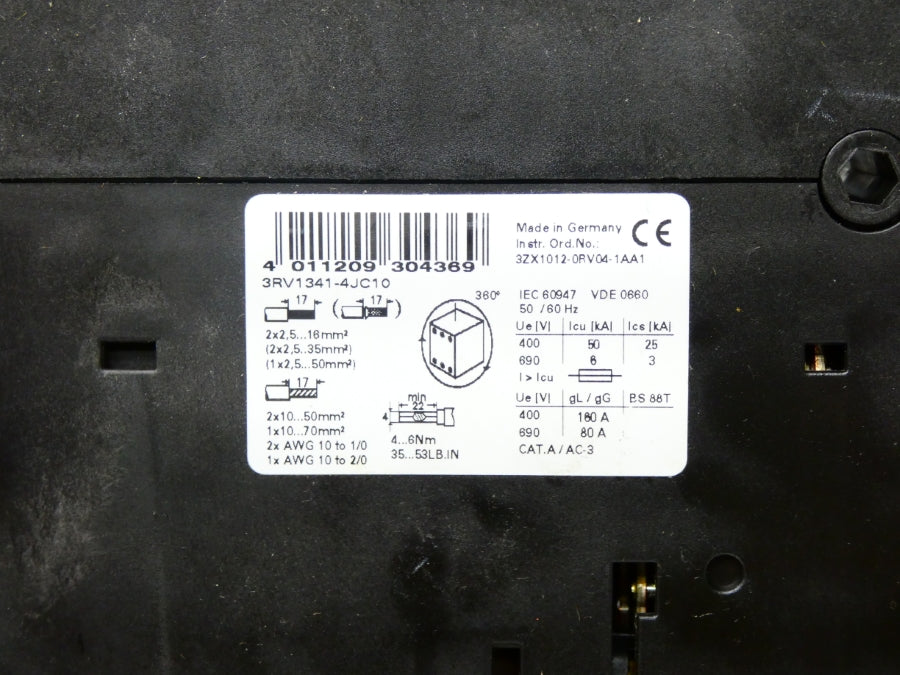 SIEMENS 3RV1341-4JC10 690V 63-819A UNMP