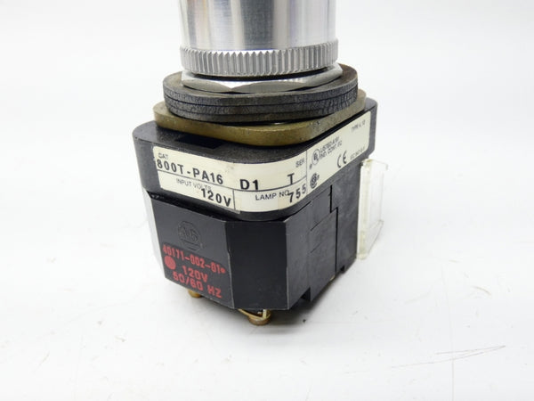ALLEN BRADLEY 800T-PA16WD1 SER. T 120V WHITE (GY/BL) NSMP