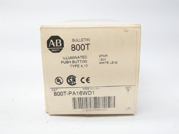 ALLEN BRADLEY 800T-PA16WD1 SER. T 120V WHITE (GY/BL) NSMP